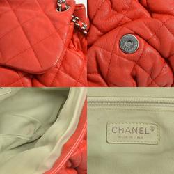 CHANEL Shoulder Bag Matelasse Leather Red Silver Women's e58835a