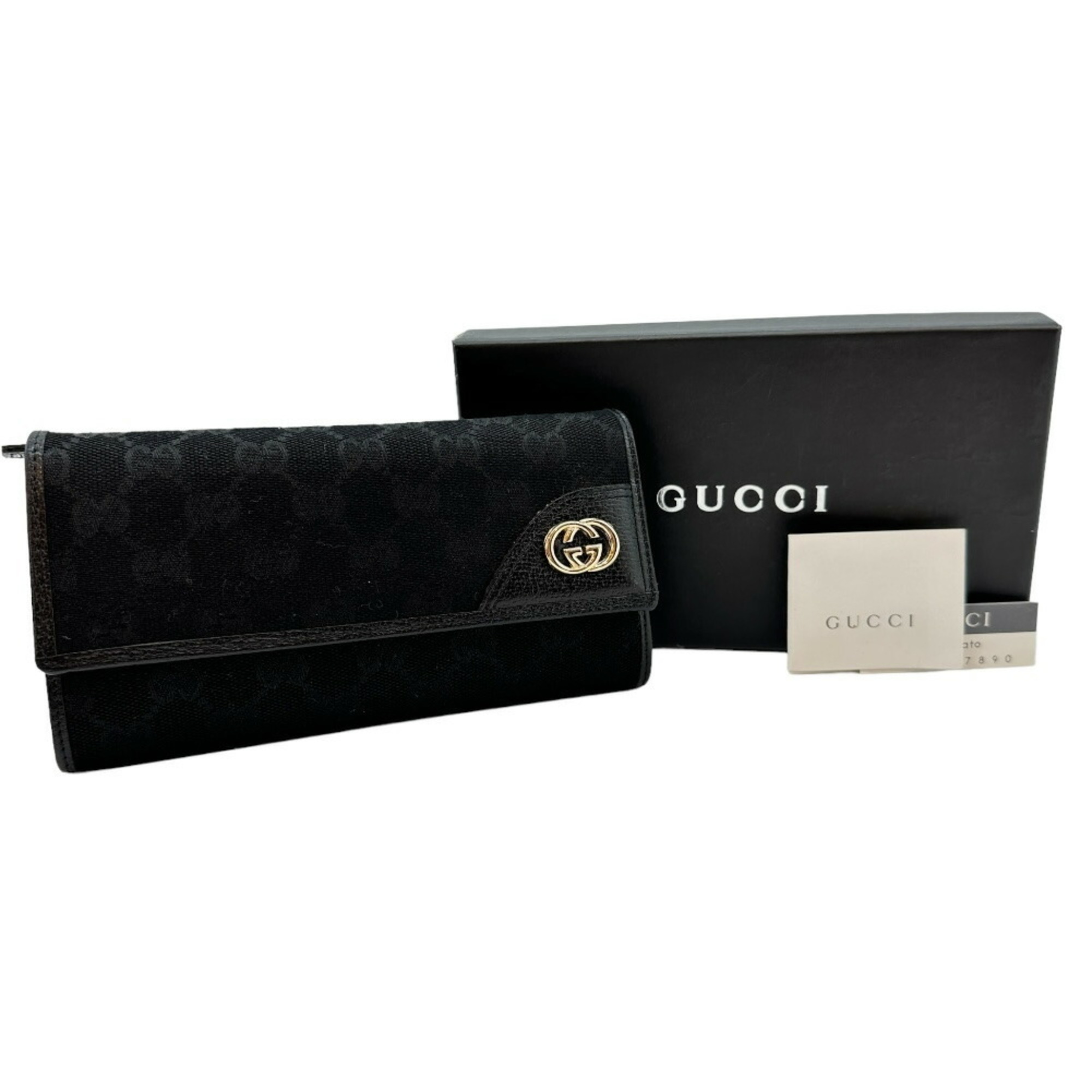 GUCCI Long Wallet GG Canvas Snap Button Unisex