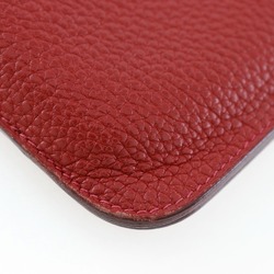 Hermes Dogon Long Wallet Taurillon Clemence Red □H Belt Clasp Women's