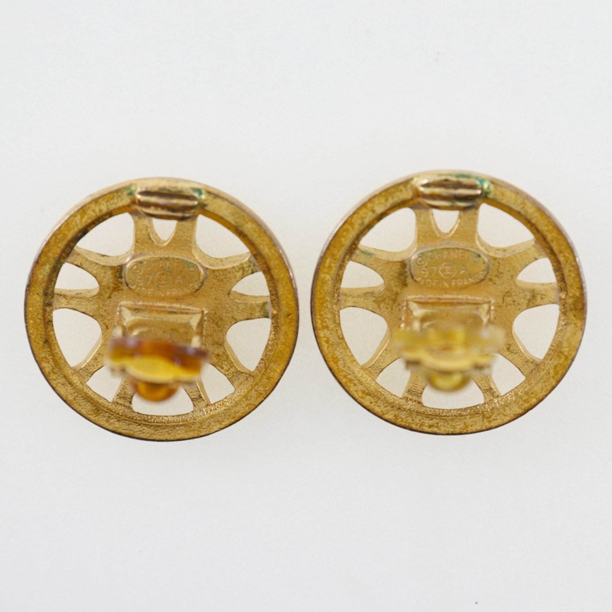 CHANEL Earrings, Gold Plated, 1997, Approx. 8.7g, Women's