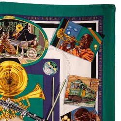 Hermes Carre 90 Scarf Muffler THE ORLEANS New Orleans Silk Green Carre90 Women's