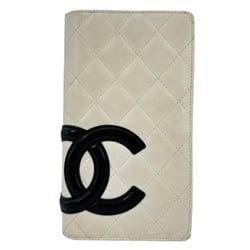 CHANEL Cambon line long wallet white women's