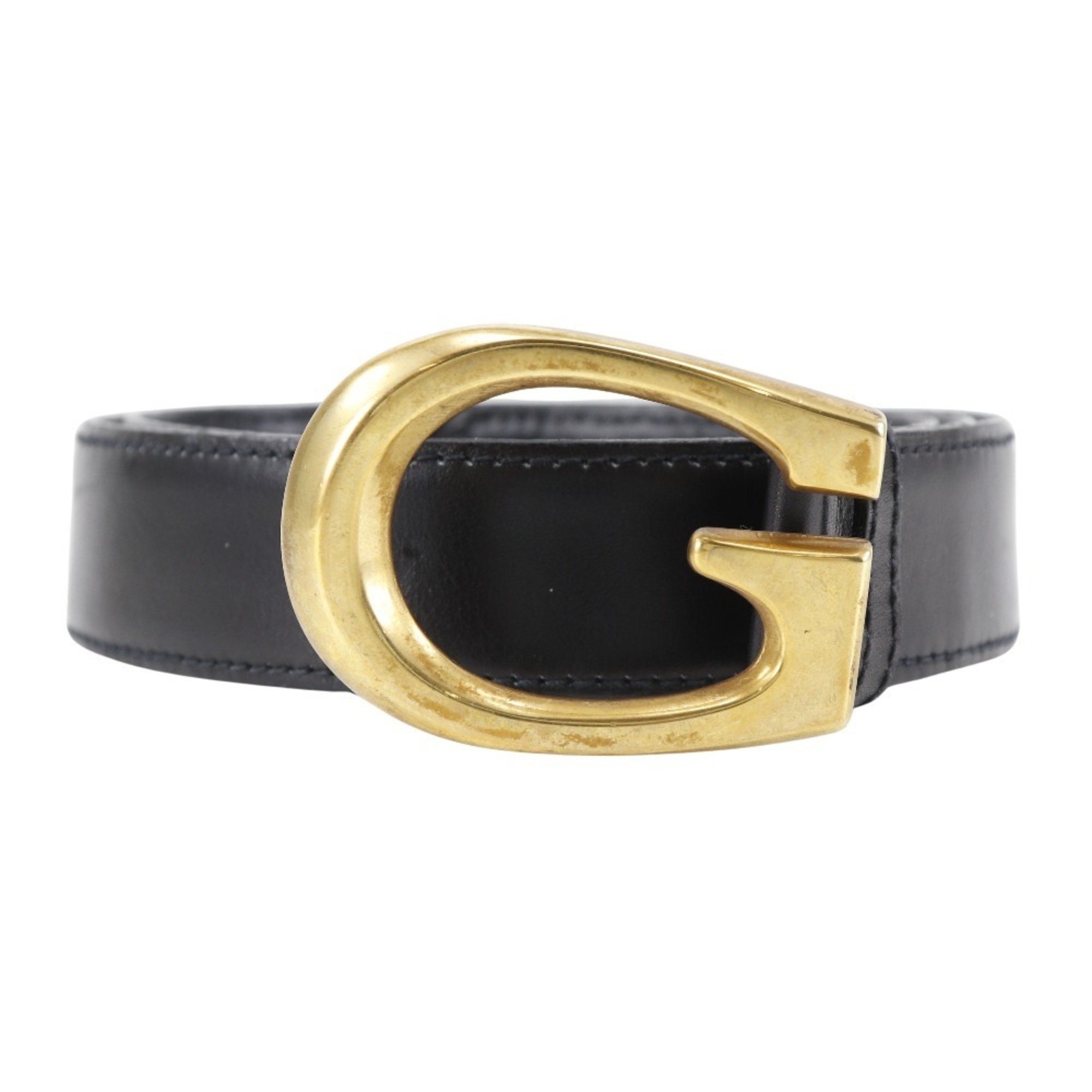 Gucci G buckle belt, leather x gold plated, black, buckle, women's, T152324189