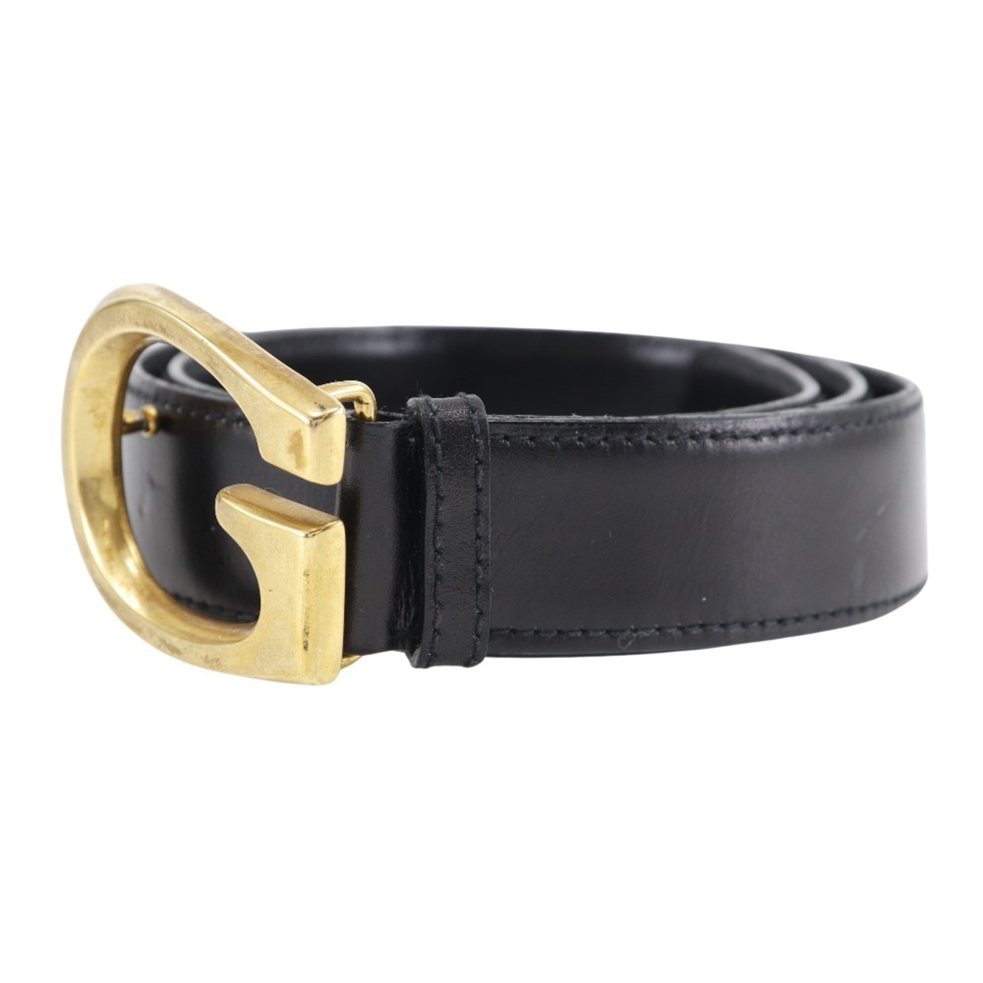 Gucci G buckle belt, leather x gold plated, black, buckle, women's, T152324189