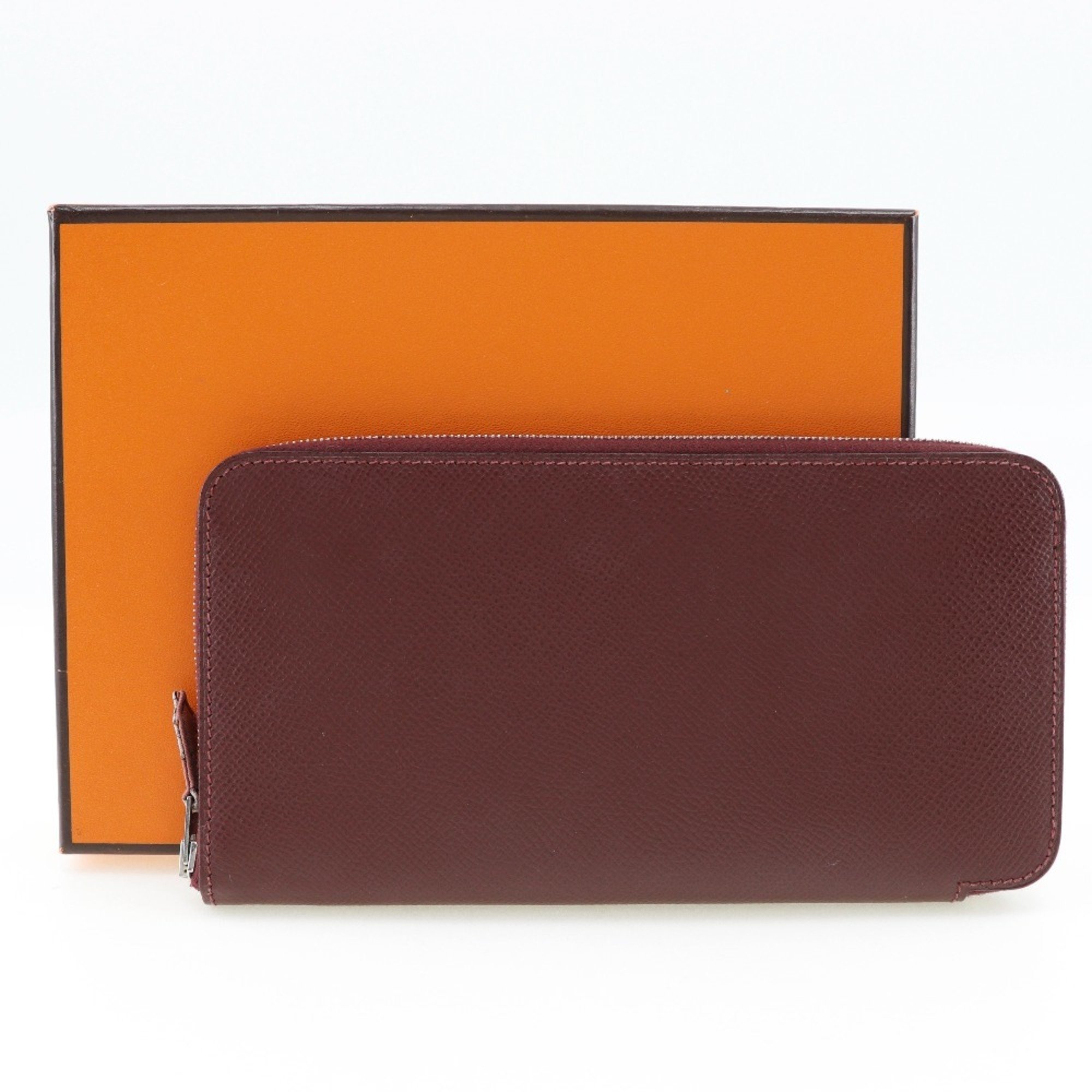 Hermes HERMES Azap Silk In Long Wallet Veau Epsom Wine Red T Women's