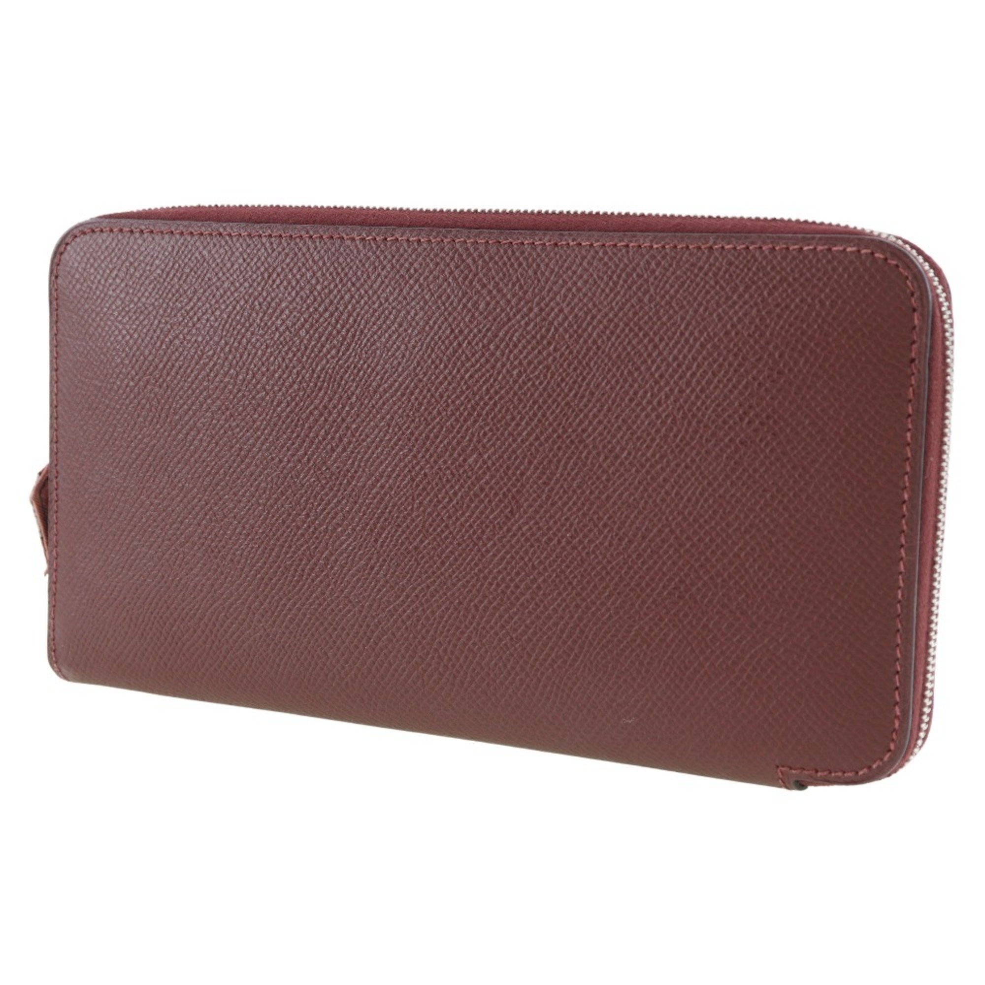 Hermes HERMES Azap Silk In Long Wallet Veau Epsom Wine Red T Women's