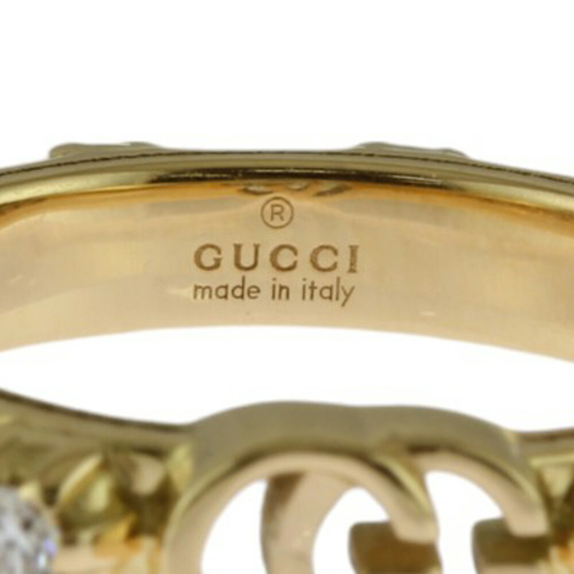 Gucci GG Running Ring, Size 9, 18K Gold, Diamond, Women's, GUCCI