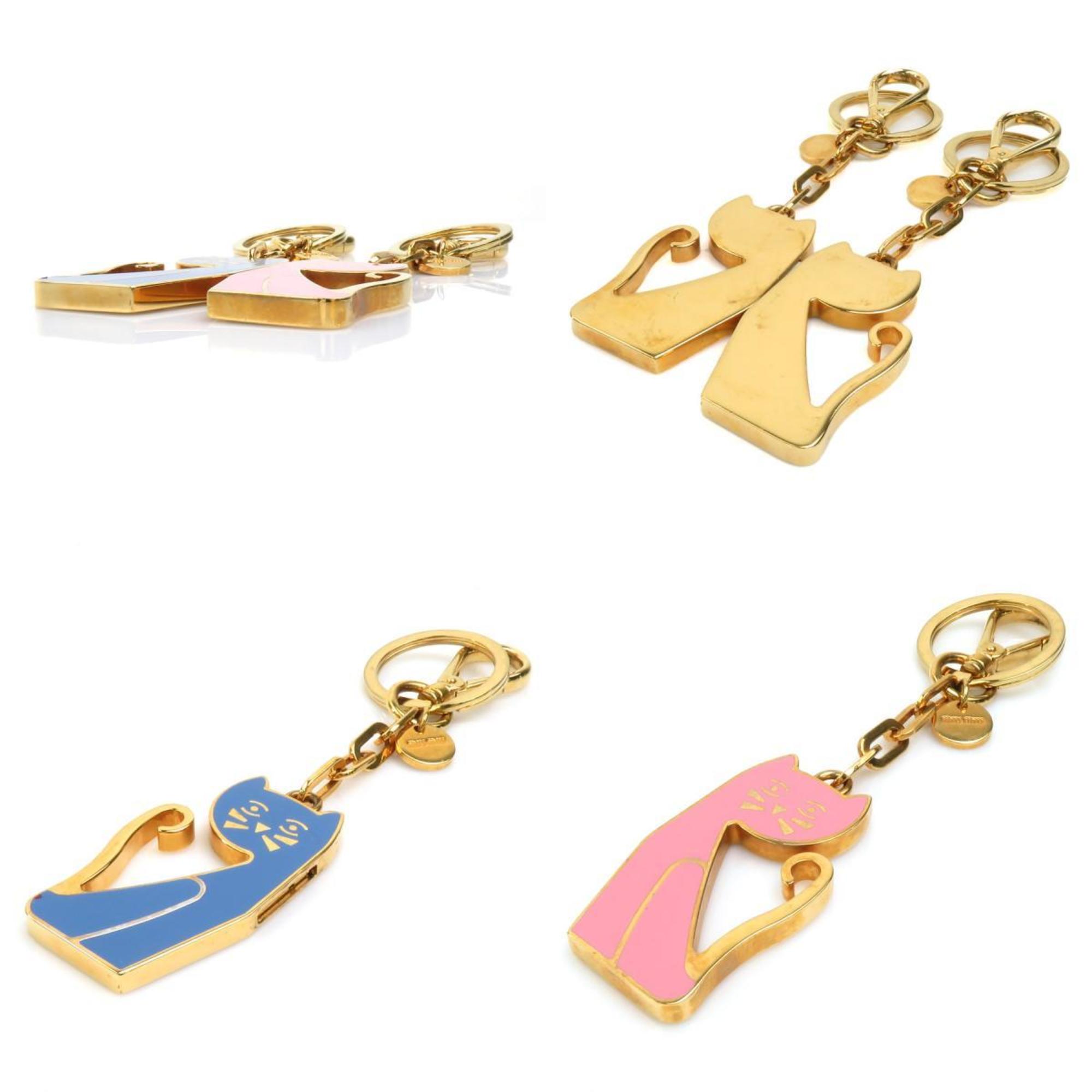 Miu MIUMIU Charm Metal Gold x Blue Pink Men's Women's h30377k