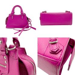 BALENCIAGA Shoulder Bag Handbag Neo Classic City Nano Leather Magenta Silver Women's z1764