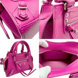 BALENCIAGA Shoulder Bag Handbag Neo Classic City Nano Leather Magenta Silver Women's z1764