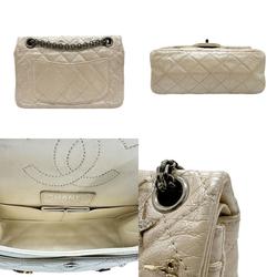 CHANEL Shoulder Bag 2.55 Icon Double Flap Leather Light Gold Women's N0033