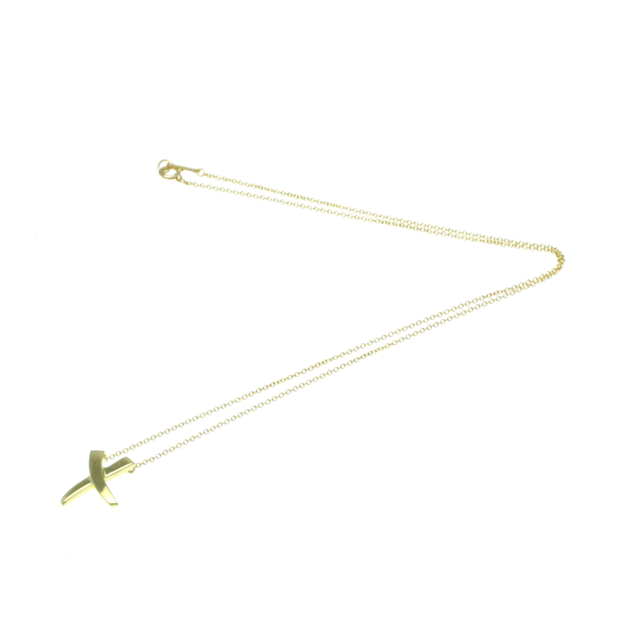 Tiffany X (Kiss) Yellow Gold (18K) No Stone Women,Men Fashion Pendant Necklace (Gold)