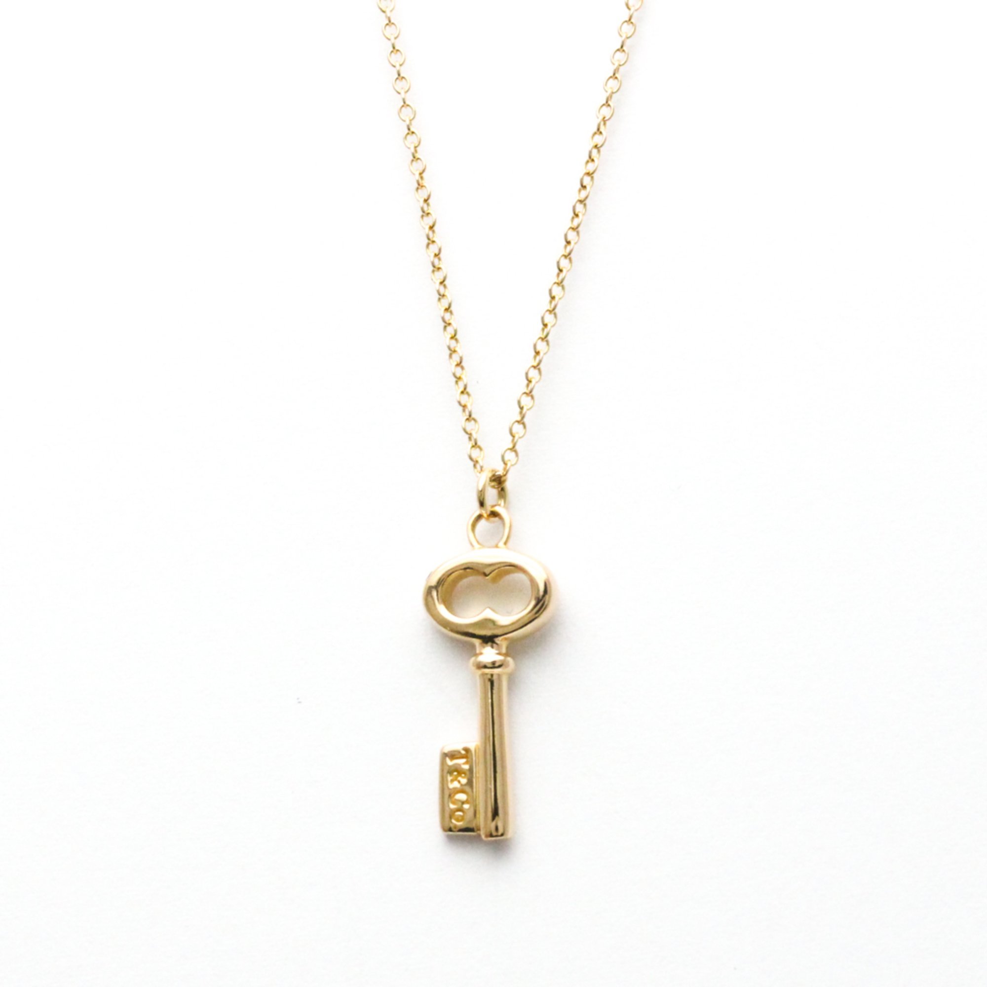 Tiffany Oval Key Necklace Yellow Gold (18K) No Stone Men,Women Fashion Pendant Necklace (Gold)