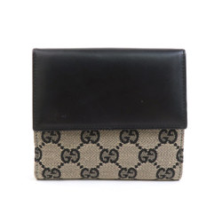 Gucci GUCCI Bi-fold Wallet New Jackie GG Canvas Leather Beige Black Gold Women's e58839g