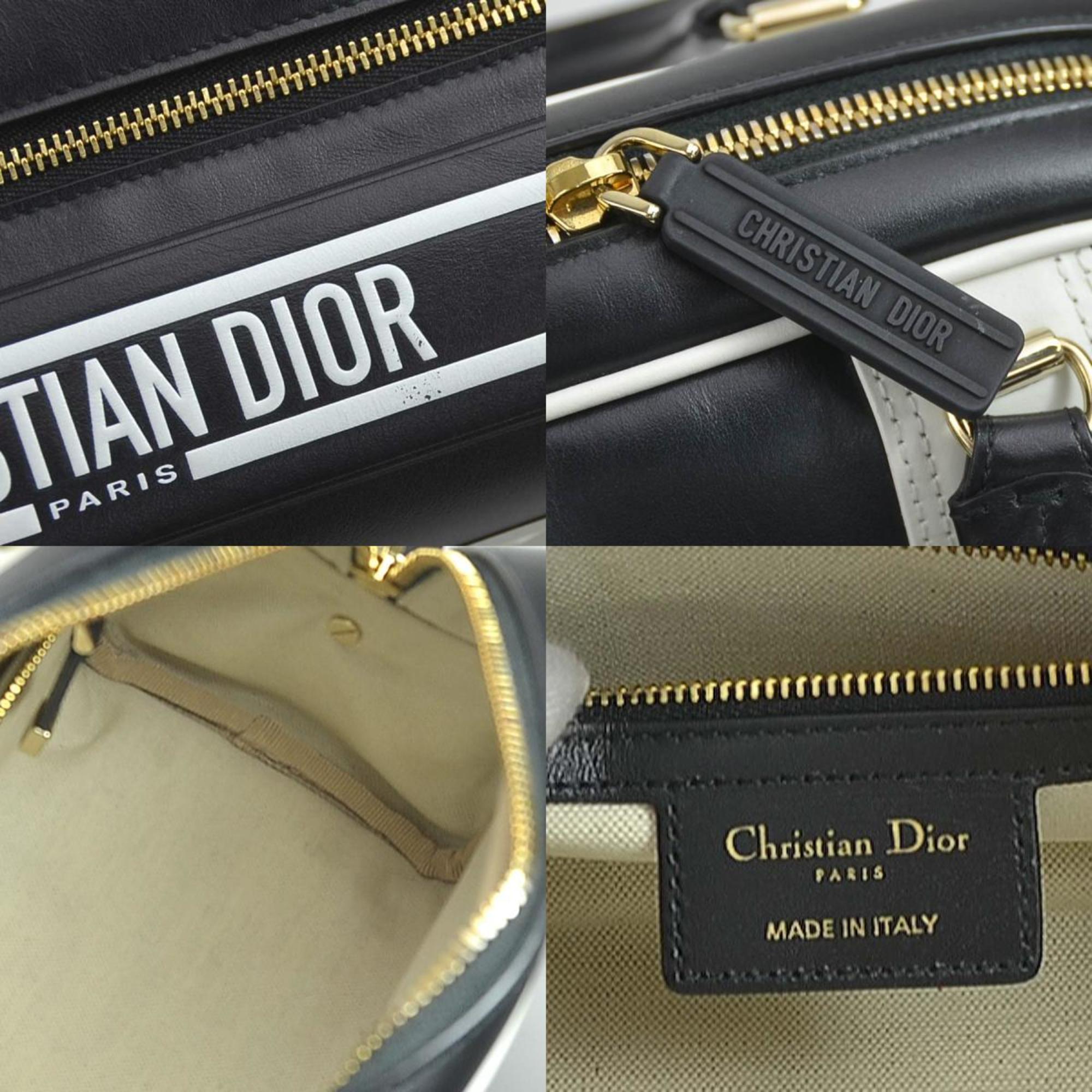 Christian Dior handbag shoulder bag Vibe small bowling leather black white gold ladies e58838a