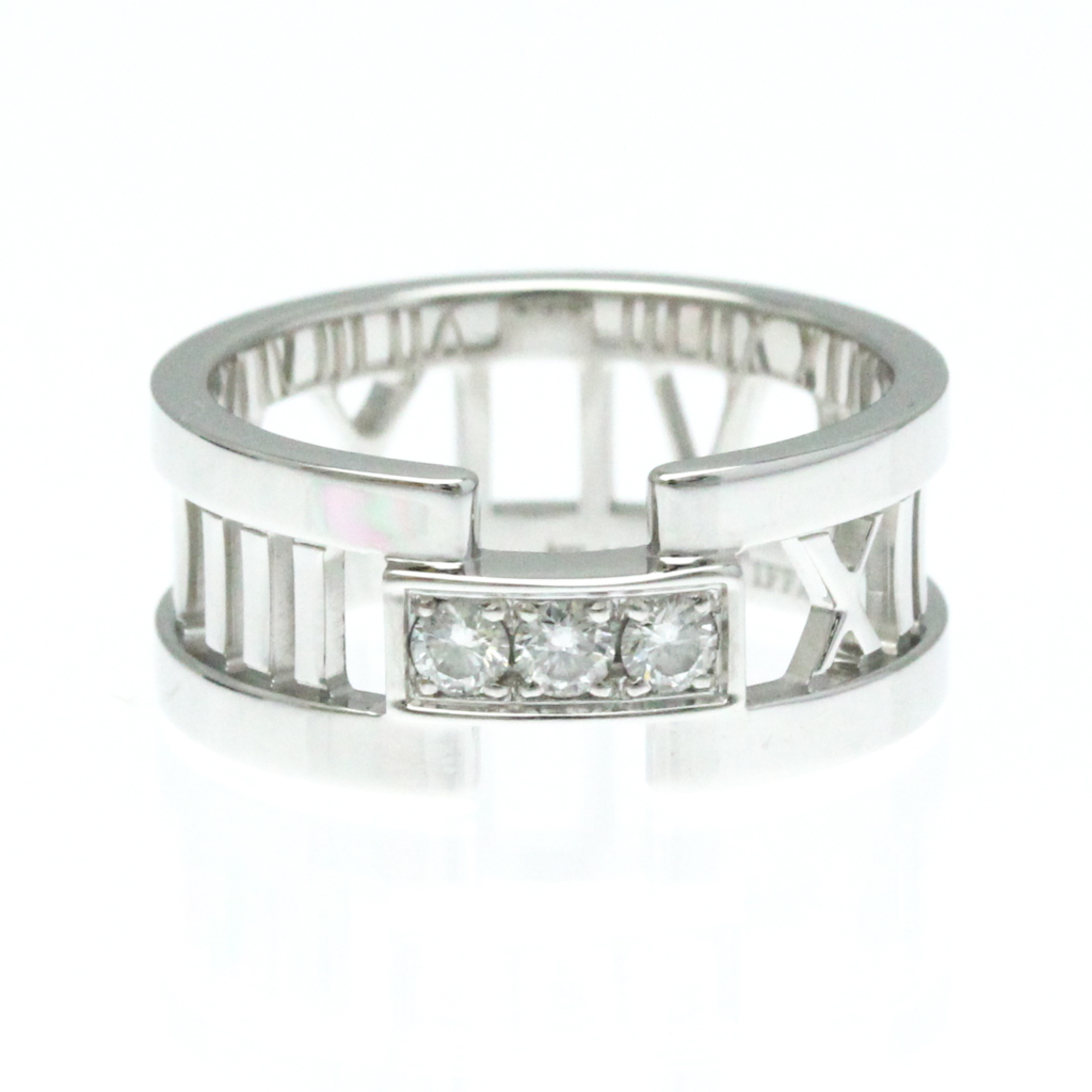 Tiffany Atlas White Gold (18K) Fashion Diamond Band Ring Silver