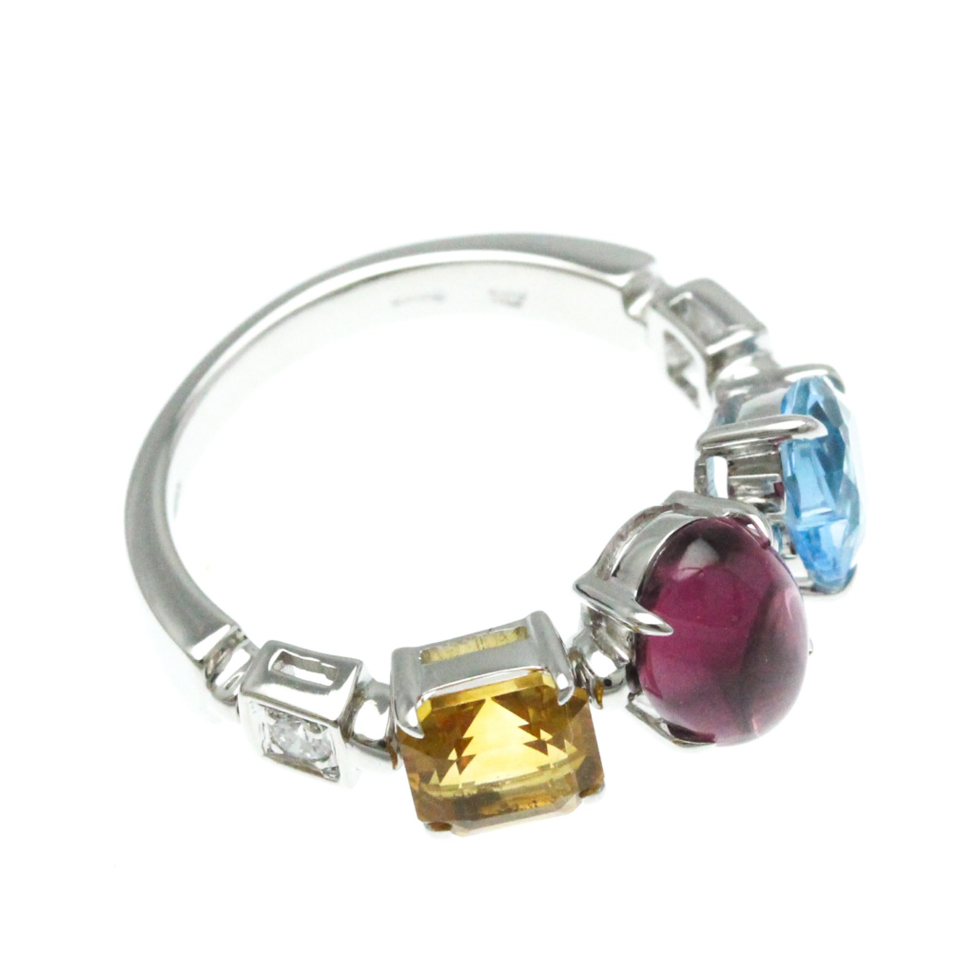 Bvlgari Allegra Ring White Gold (18K) Fashion Amethyst,Citrine,Diamond,Topaz Band Ring Silver