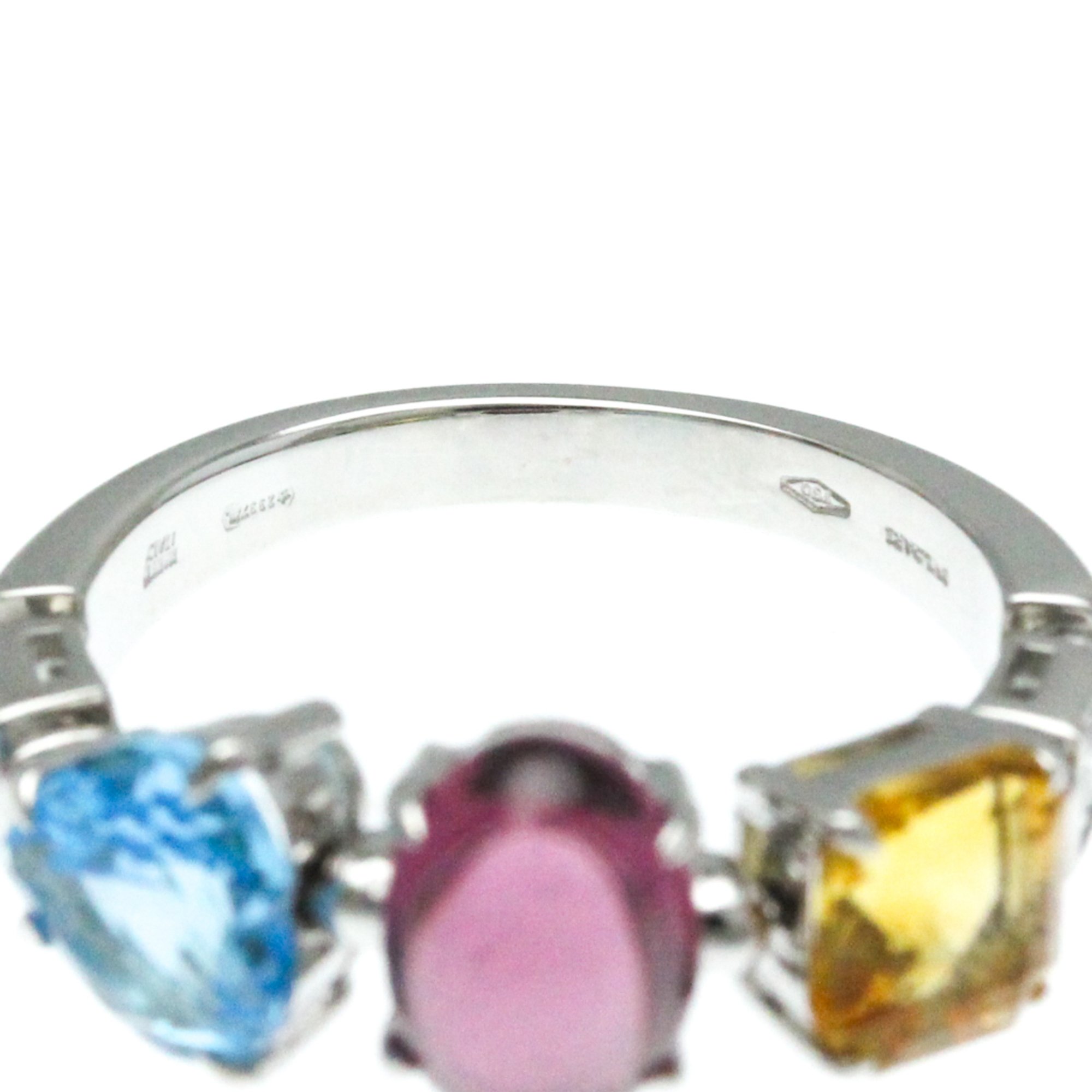 Bvlgari Allegra Ring White Gold (18K) Fashion Amethyst,Citrine,Diamond,Topaz Band Ring Silver