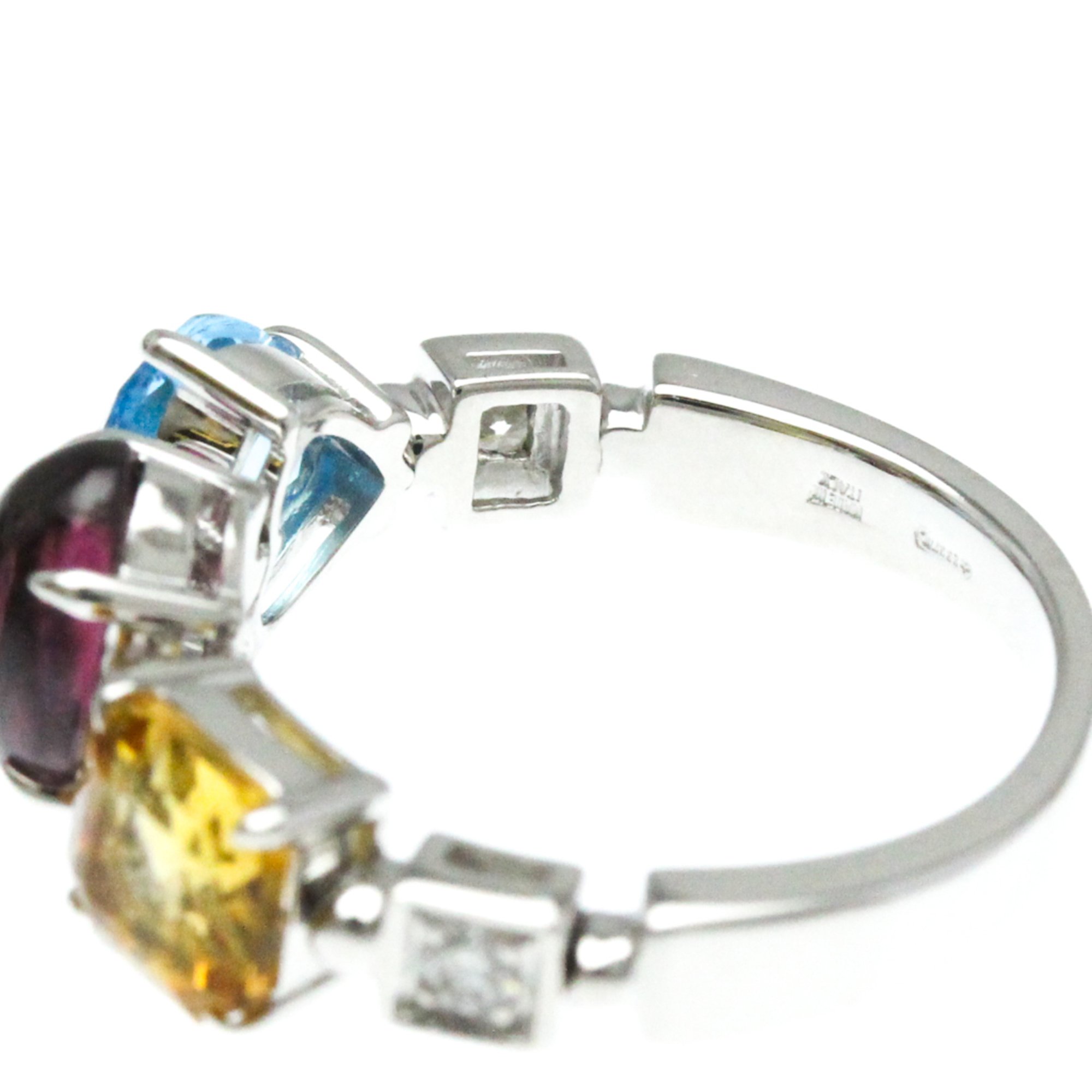 Bvlgari Allegra Ring White Gold (18K) Fashion Amethyst,Citrine,Diamond,Topaz Band Ring Silver