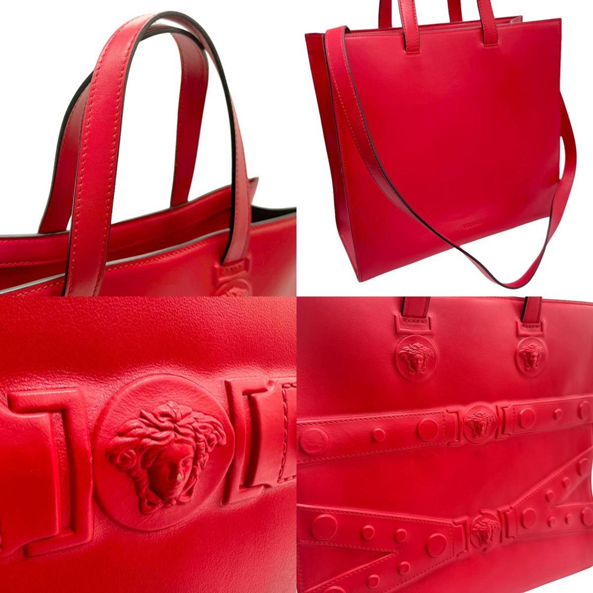 Gianni Versace handbag shoulder bag leather red men women z1654