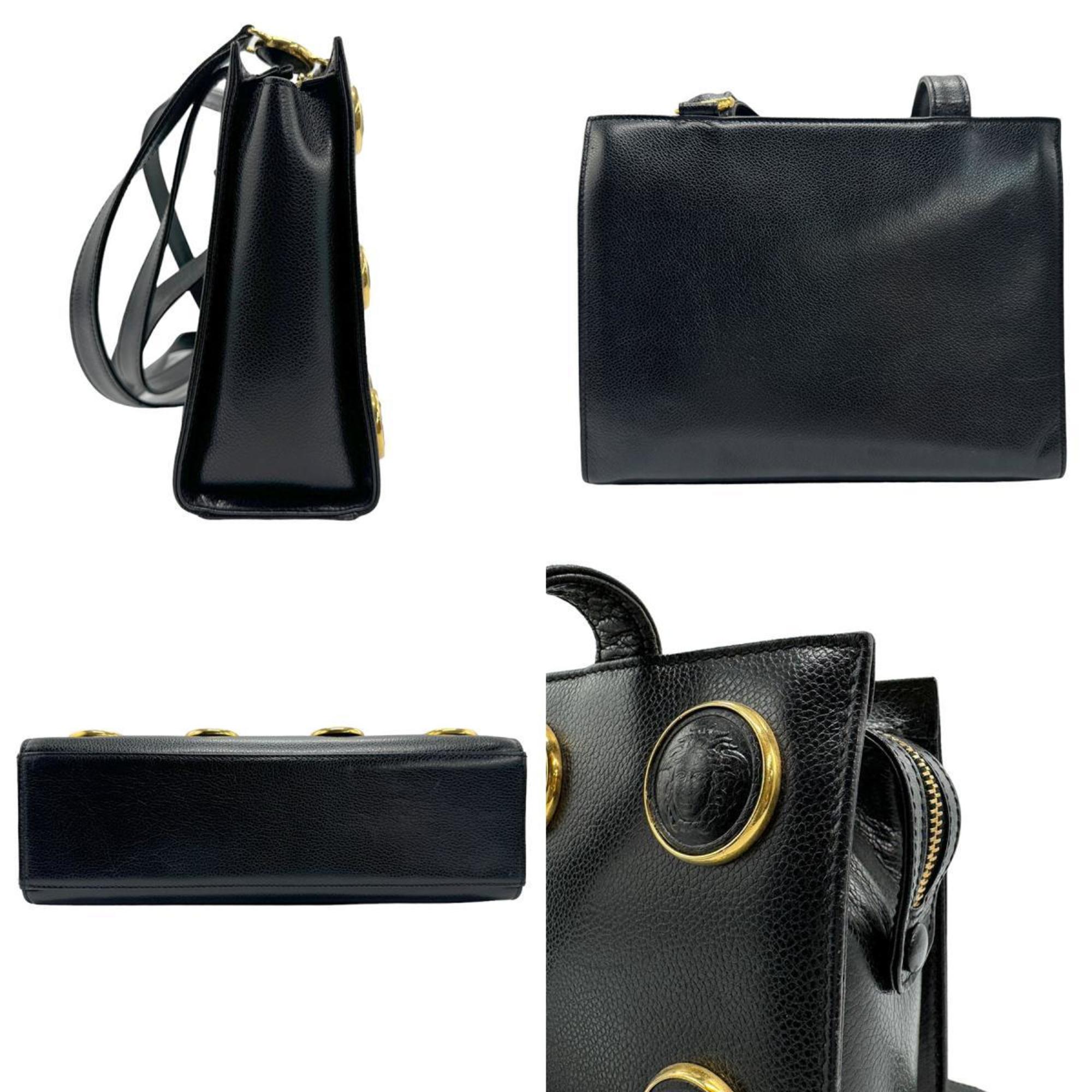 Gianni Versace Shoulder Bag Leather Black Women's z1461