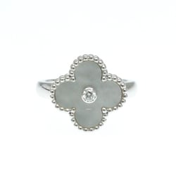 Van Cleef & Arpels Vintage Alhambra White Gold (18K) Fashion Diamond,Shell Band Ring Silver