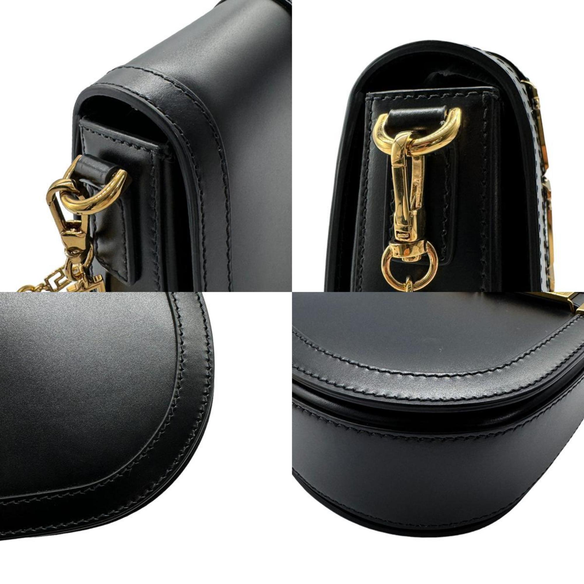 Gianni Versace Shoulder Bag Leather Black Women's z0514