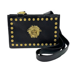 Gianni Versace Medusa Leather Shoulder Bag Black Women's z0652