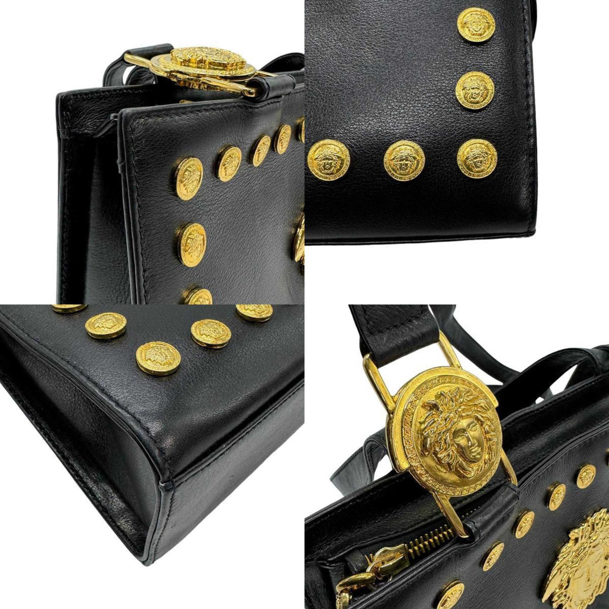 Gianni Versace Medusa Leather Shoulder Bag Black Women's z0652