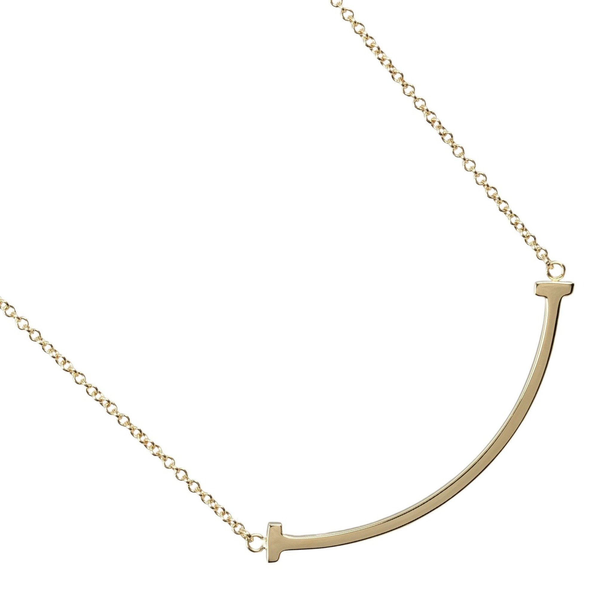 Tiffany & Co. T Smile Small Necklace, Top Width 9.7cm, K18YG Yellow Gold, Approx. 2.94g