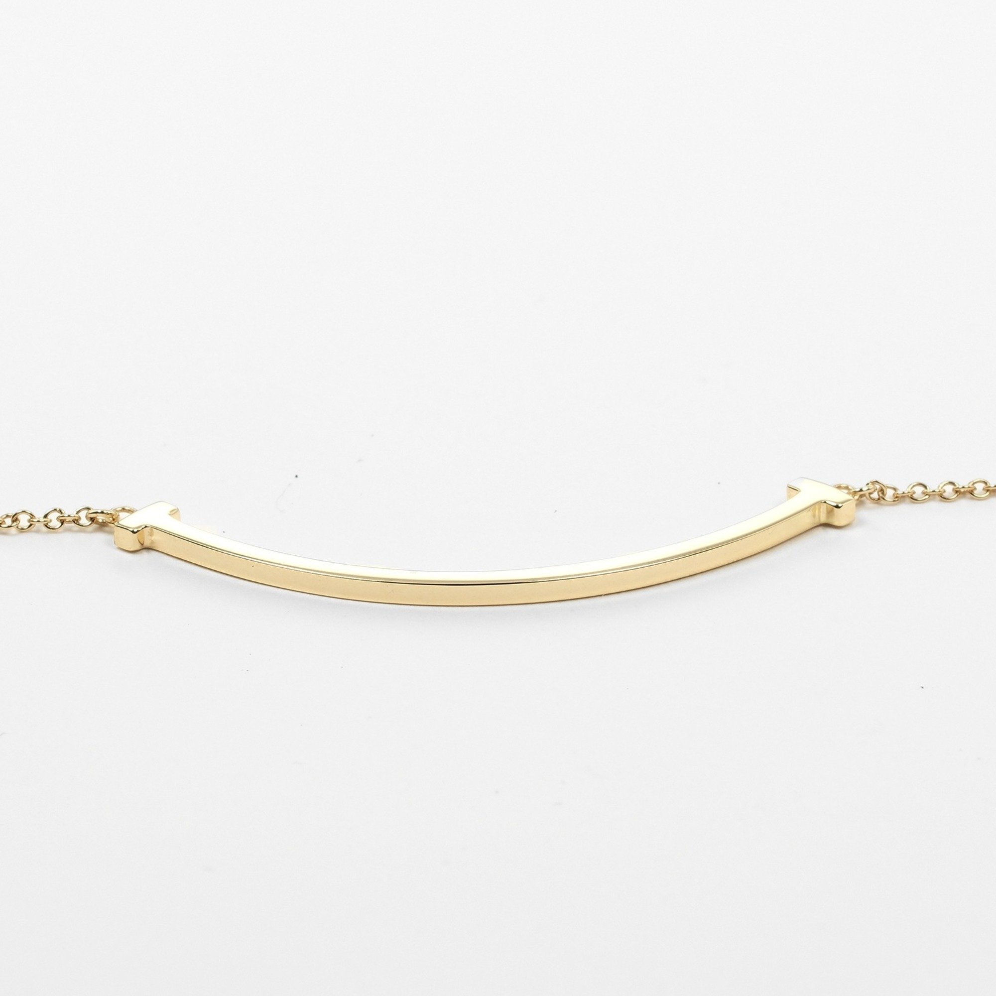 Tiffany & Co. T Smile Small Necklace, Top Width 9.7cm, K18YG Yellow Gold, Approx. 2.94g