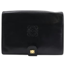 LOEWE Anagram Clutch Bag Second Lambskin A5 Snap Button Women's