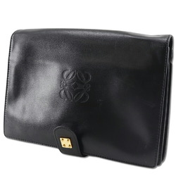 LOEWE Anagram Clutch Bag Second Lambskin A5 Snap Button Women's