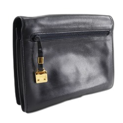 LOEWE Anagram Clutch Bag Second Lambskin A5 Snap Button Women's