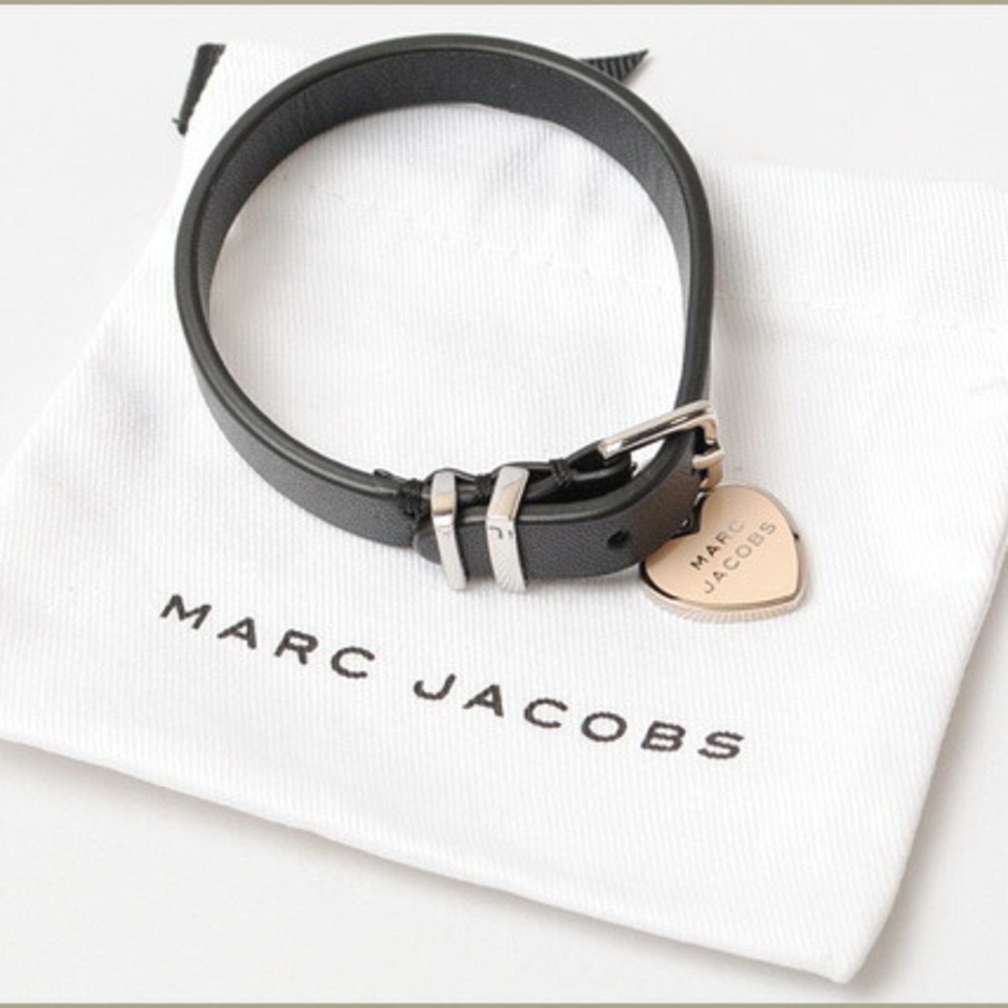 MARC JACOBS Bangle Bracelet, Heart Charm, Baby Pink, Black, M7000065