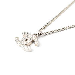 Chanel Necklace Pendant CHANEL Coco Mark CC Rhinestone Silver White