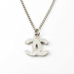 Chanel Necklace Pendant CHANEL Coco Mark CC Rhinestone Silver White