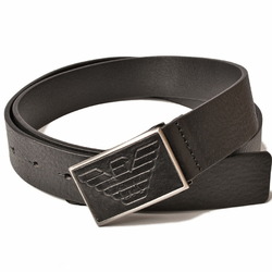 EMPORIO ARMANI Men's Belt, Embossed Leather, Black, Y4S242 YDC0J 80001 898