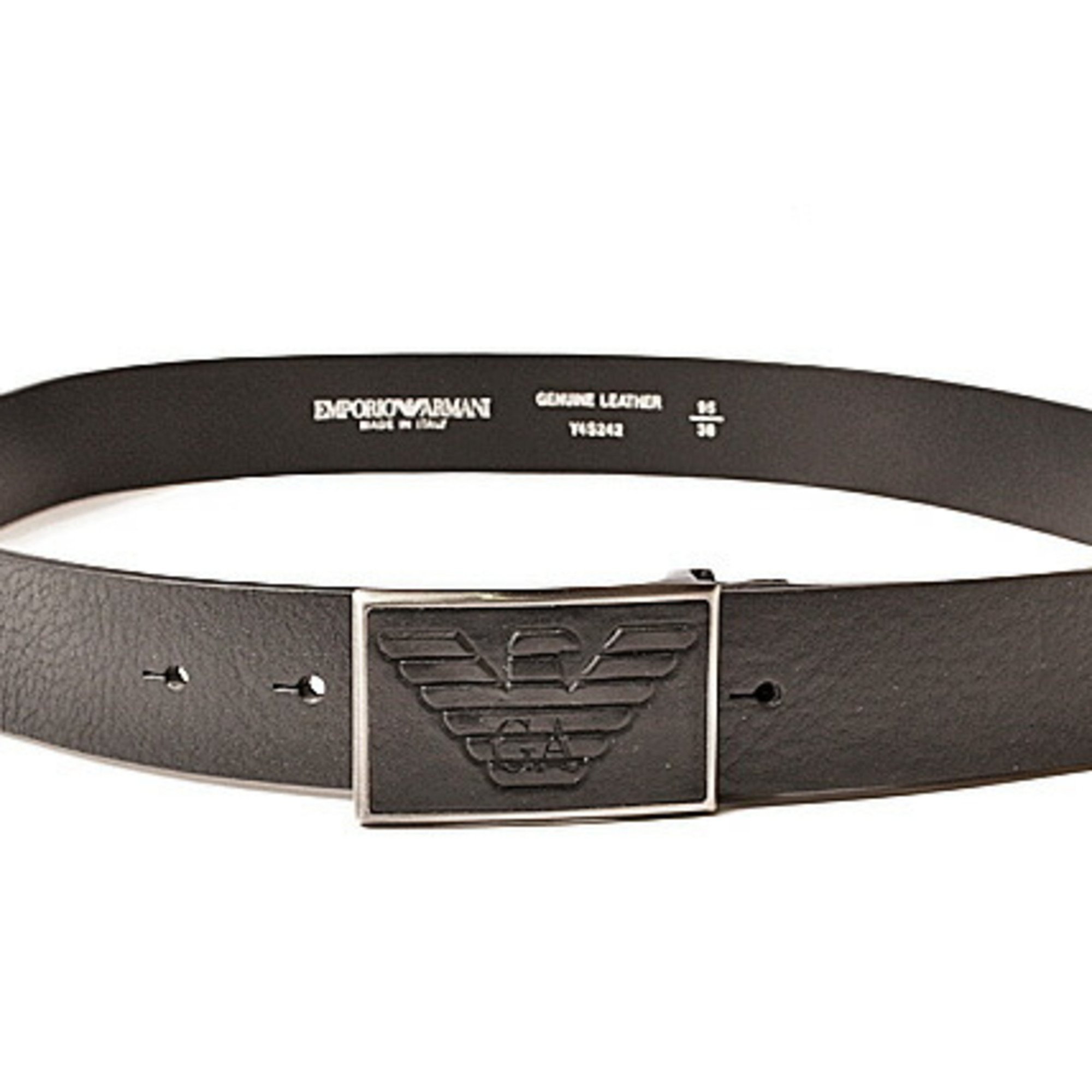 EMPORIO ARMANI Men's Belt, Embossed Leather, Black, Y4S242 YDC0J 80001 898