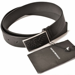 EMPORIO ARMANI Men's Belt, Embossed Leather, Black, Y4S242 YDC0J 80001 898