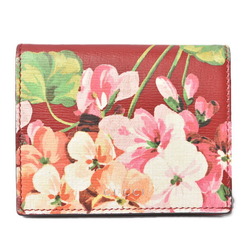 Gucci Wallet Card Case GUCCI Folding Blooms Flower Print Leather Cherry 410120