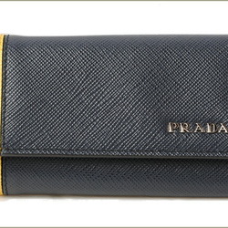 PRADA 2PG222 SAFFIANO RIGA embossed leather BALTICO SOLEIL navy key case