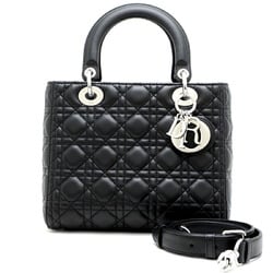 Christian Dior Lady Bag Medium Women's Handbag M0565PNGE-900 Lambskin Black