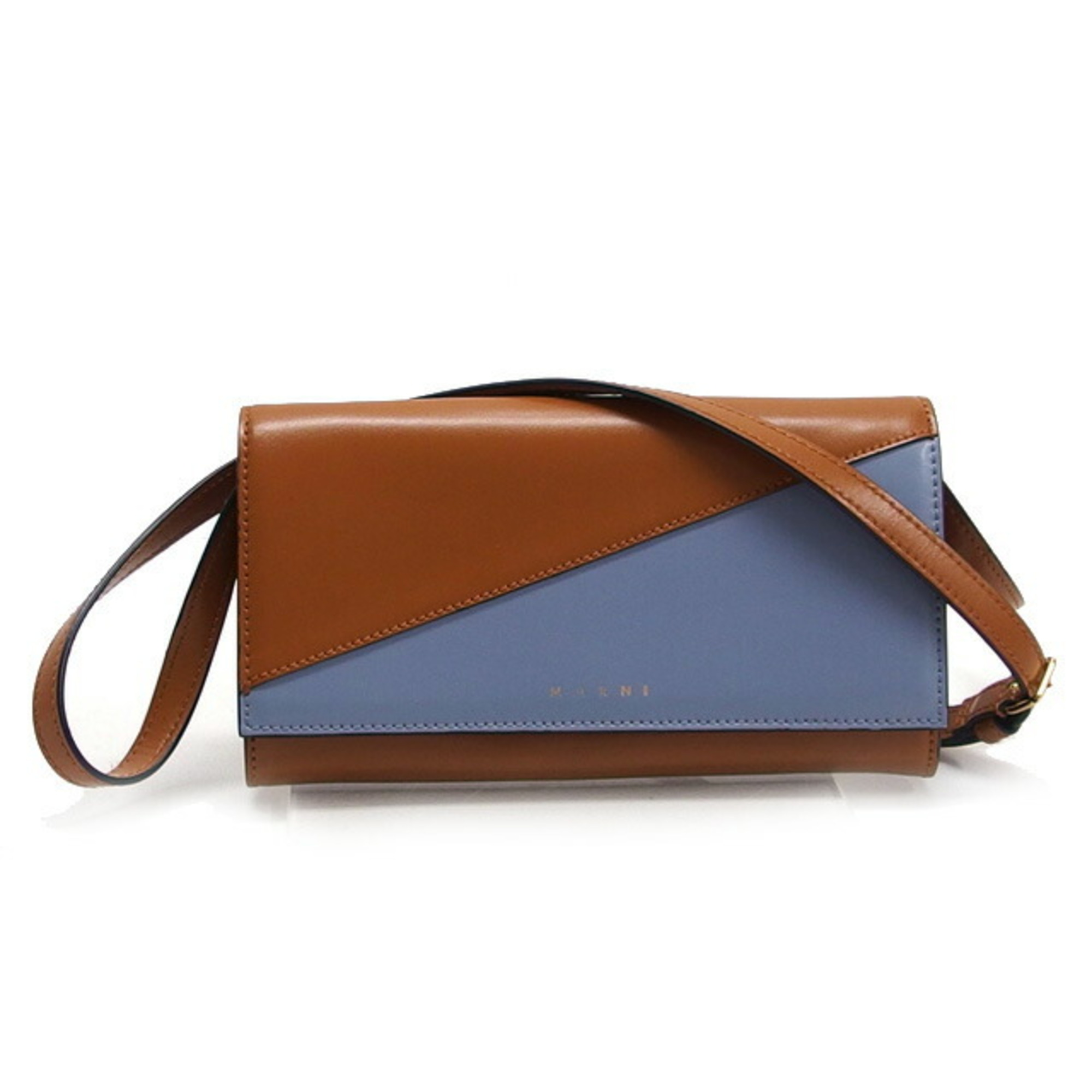 Marni wallet bag leather light brown x blue