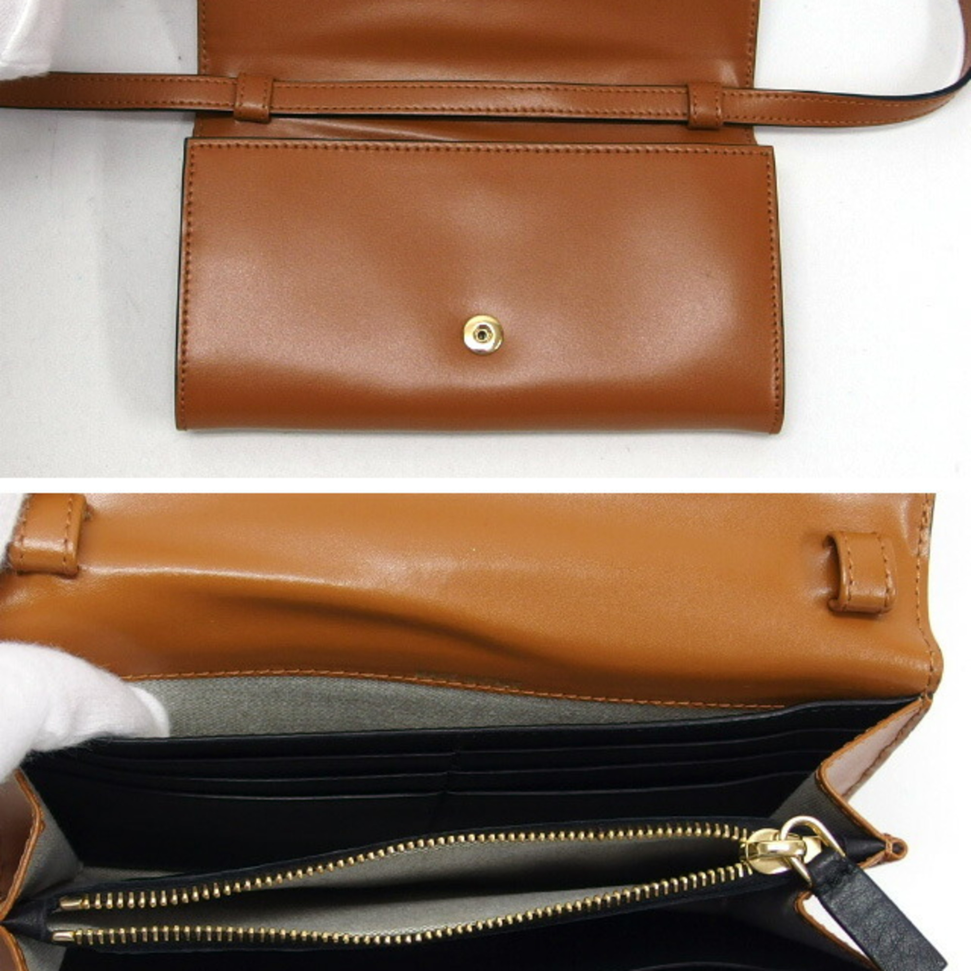 Marni wallet bag leather light brown x blue