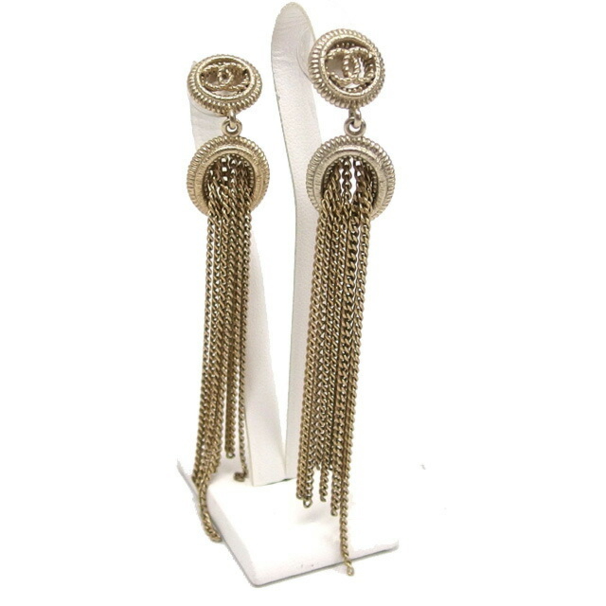 Chanel Swing Chain Coco Mark Long Earrings