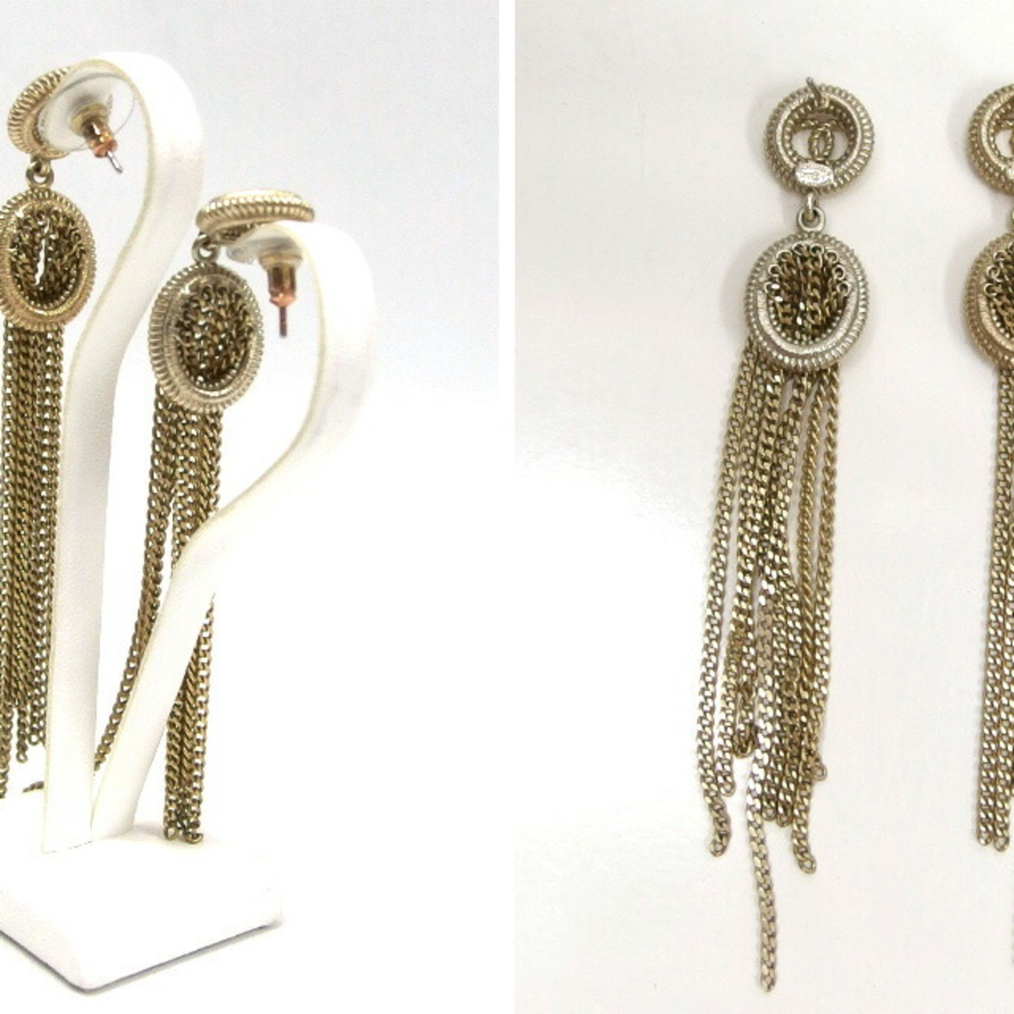 Chanel Swing Chain Coco Mark Long Earrings