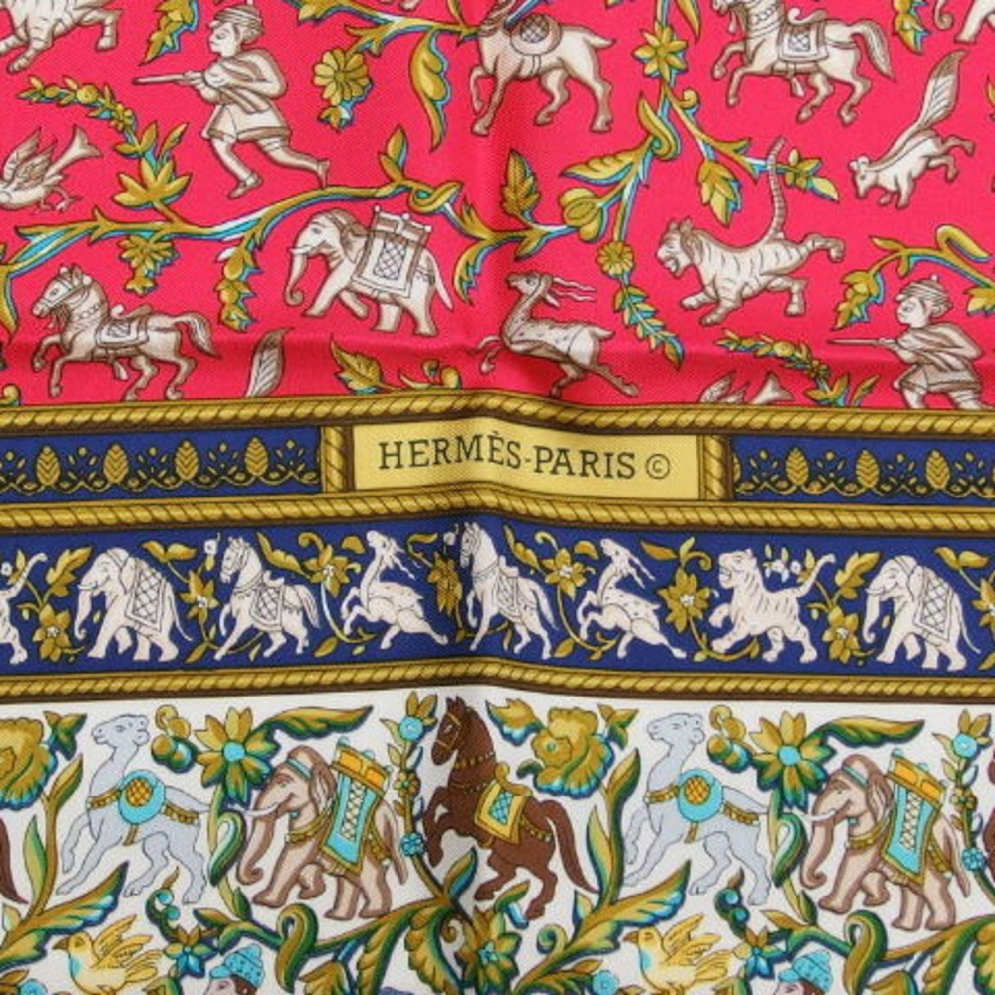 Hermes CHASSE en INDE Indian Hunting Carre 90 Large Scarf Muffler