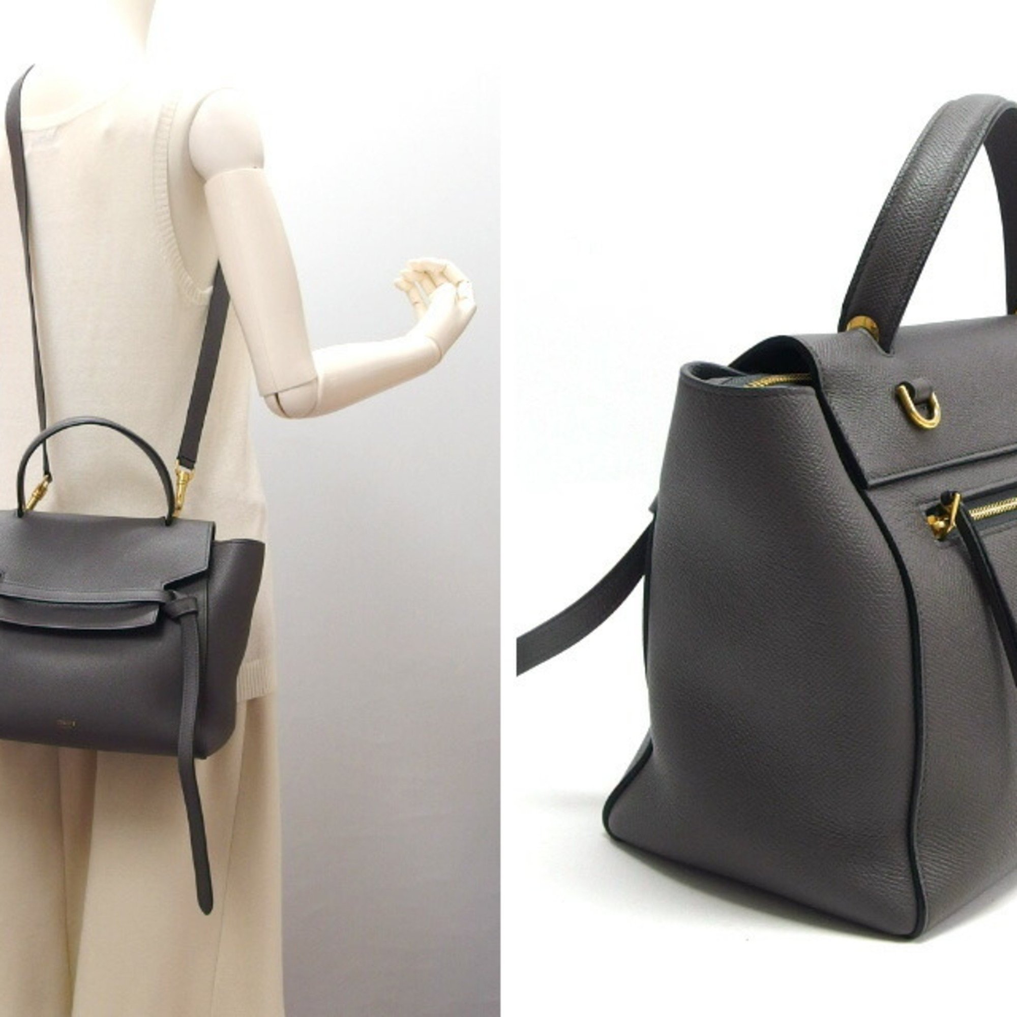 Celine Micro Belt Design Handbag Dark Grey