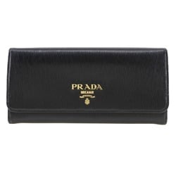 PRADA Long Wallet 1MH132 Saffiano NERO Black Snap Button Women's